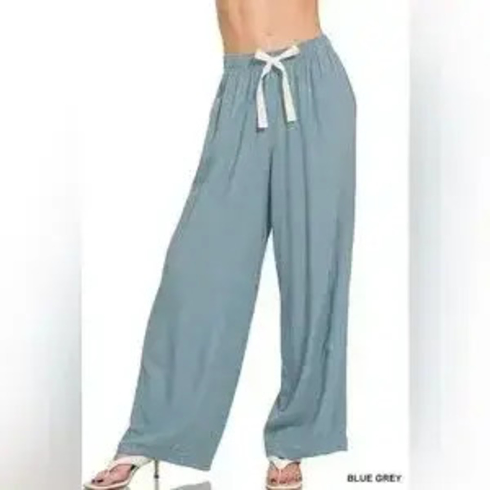 Zenana Linen Drawstring Pants - Picture 1 of 3